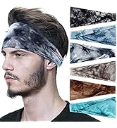 6 Pack Sports Headbands for Men, OFFTESTY Lightweight Mens Hairband Stretchy Moisture Wicking Wor...