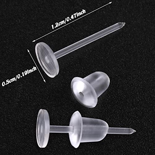 100 Pair Plastic Clear Earrings for Surgery, Work, Sports - Invisible Silicone Stud Replacements for Women and Men2