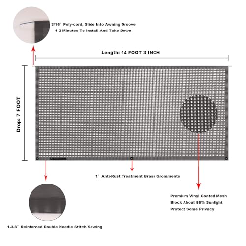 Image of RV Awning Mesh Sun Shade Screen for Motorhome Camper Trailer Sunshade