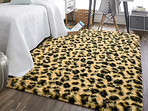 HOMORE Premium Leopard Flauschige Teppiche, Leopardenmuster Teppich für Wohnzimmer Schlafzimmer,...