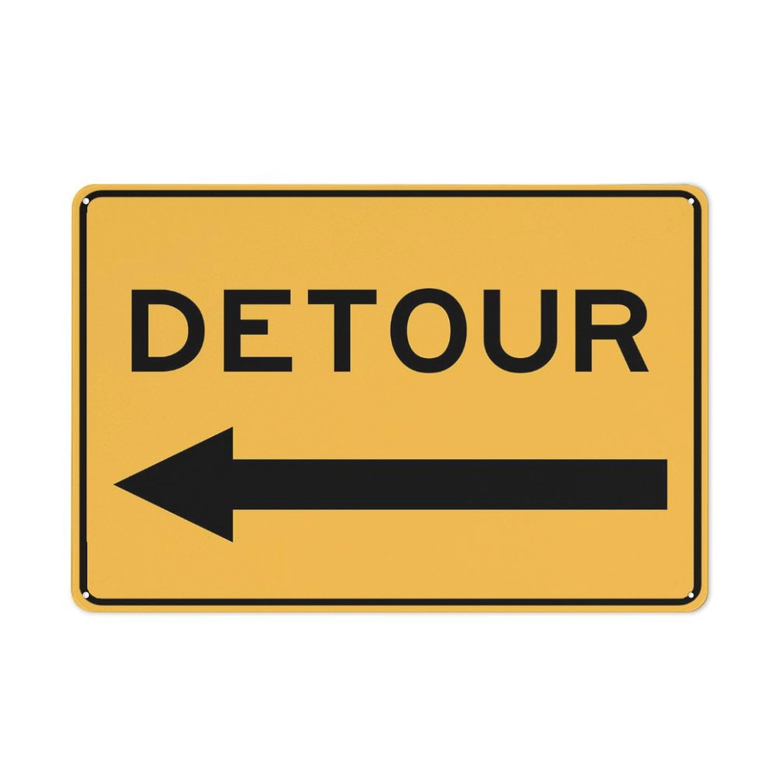 Detour (Arrow Left) 8"x12" UV-Printed Aluminum Sign - Weatherproof, For Home/Business