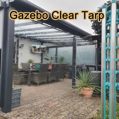 Lona resistente a desgarros transparente e impermeable de 0.35mm con ojales y cuerda 6