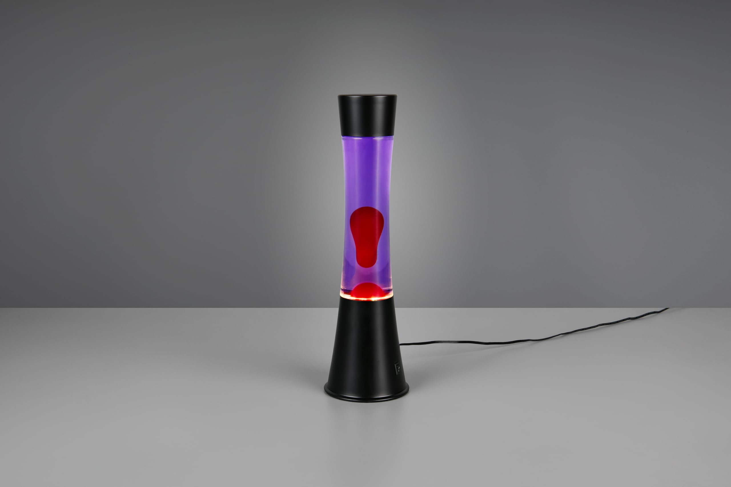 Reality Leuchten Lavalampe Etna R50559192, Metall Schwarz matt, Glas klar, Wachs rot, inkl. 21 Watt LED