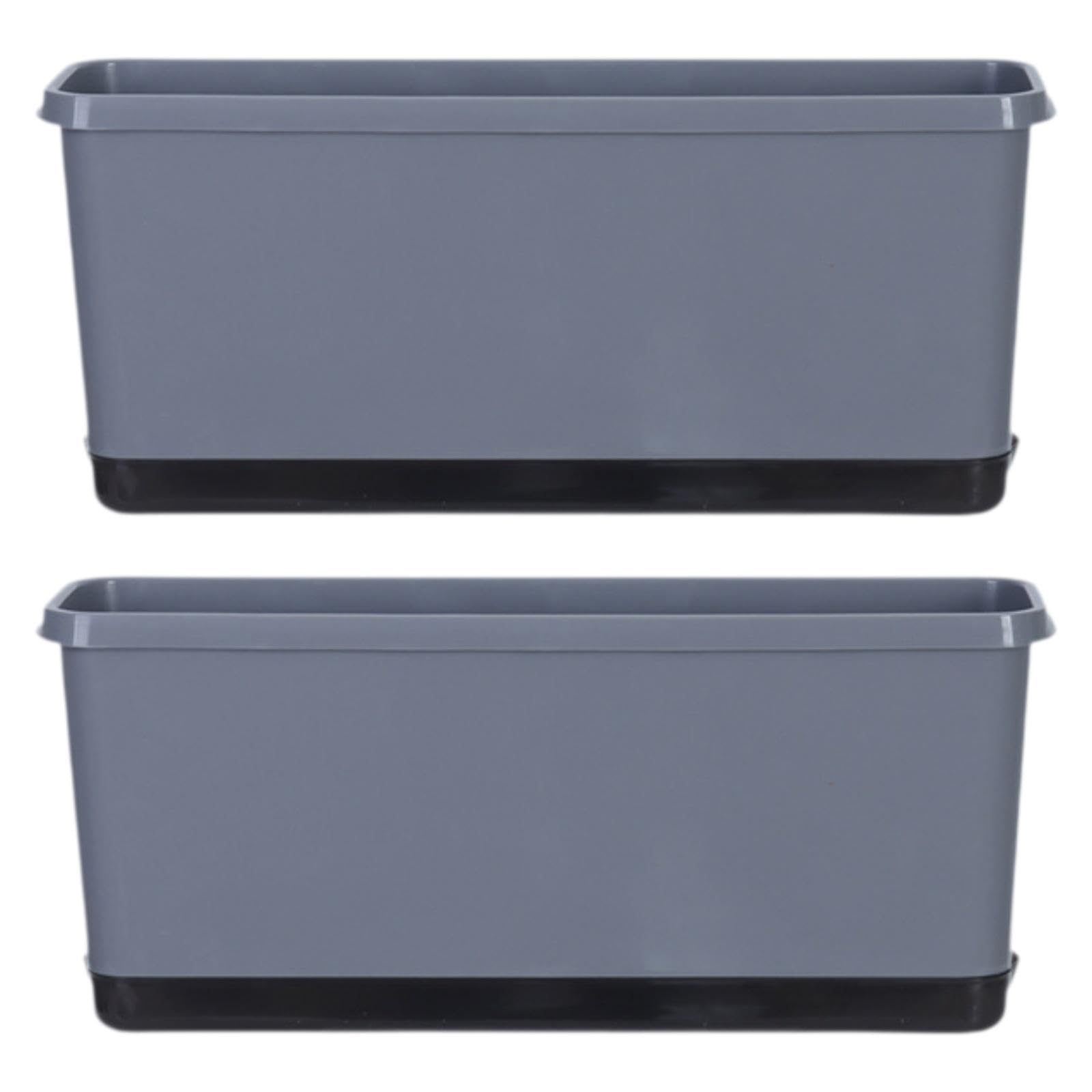 Sharplace 2pcs Fensterbox Pflanzer Blumentopf mit Entwässerungslöchern mit saugfähigem Baumwollseil vielseitiges Zubehör für häusliche stabil, Grau