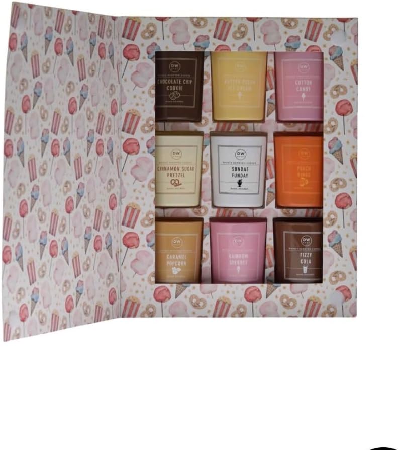DW Home The Sweet Shoppe 9-Pack Ice Cream Scented Candle Boxed Set, 9 x 2.1 Oz