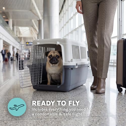 Image of SPORT PET Designs Plastic Kennels Rolling Plastic Wire Door Travel Dog Crate - Small - No Wheel, Tan (1 Level)