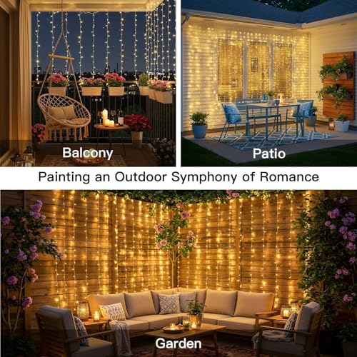 suddus Curtain Lights for Bedroom, 200 Led Hanging String Light Outdoor, Fairy Curtain Lights Indoor for Christmas, Dorm - Additional View