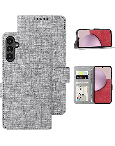 Foluu for Samsung Galaxy A14 5G Wallet Case, PU Leather Flip Folio with [Shockproof TPU Inner Case], Kickstand Card Slots Ultra Slim Strong Magnetic Closure Cover for Galaxy A14 5G 2022 (Gray)