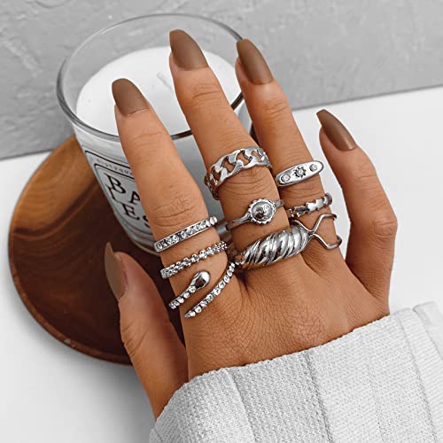 Image of YEEZII Gold Knuckle Ring Set for Women, Boho Stackable Finger Midi Rings