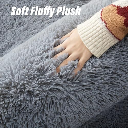 Tapis de chambre a poils longs doux 160x250cm grand tapis de salon en peluche - 3
