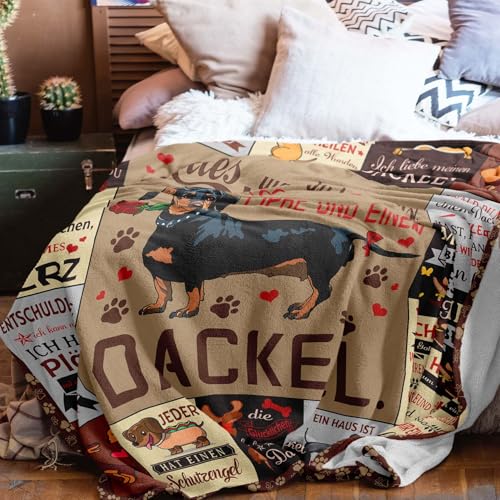YESTUTI Dackel Geschenke, Dackel Geschenke für Dackel-Liebhaber, Dackel Geschenke für Frauen Männer, Dackel Deko, Dackel-Liebhaber Geschenke, Dackel Mama/Papa Geschenk, Dackel Kuscheldecke 150x130CM