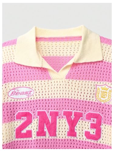 Men's Striped Crochet Sweaters Y2K Hollow Out Long Sleeve Knit Baggy Pullover Sweater3