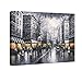 Wieco Art Paris Street View Large Modern Wrapped Giclee Cityscape Artwork Contemporary Landscape City Oil Paintings reproduction on Canvas Wall Art for Living Room Bedroom Home Decorations