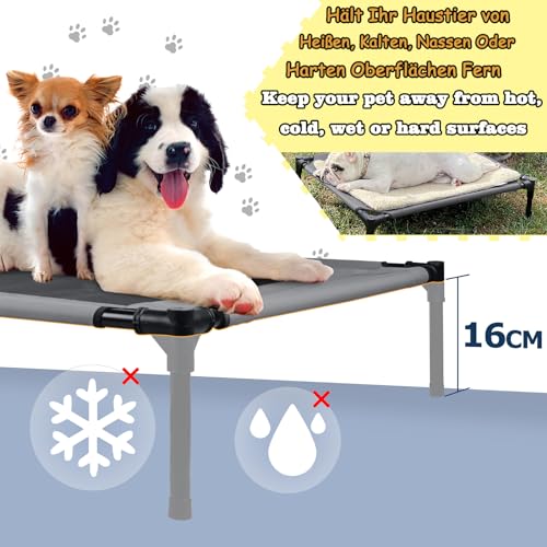 ACXIN Hundebett mit Baldachin, Hundeliege Katzenbett Outdoor Haustierbett Hundesofa Schlafplatz mit Erhöhtes, Atmungsaktiv und Taftstoff bis 50 kg (L, 92x76x92 cm)