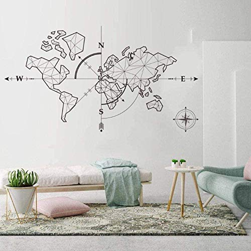 Pegatinas de pared pegatinas de diseño personalizado mapa del mundo brújula tierra pegatinas de oficina 103X57cm