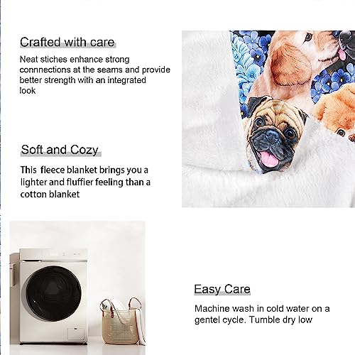 Zomer Kuscheldecke Flauschig Decke 150x200 cm Wohndecke Couchdecke Mikrofaser Sofaüberwurf Tagesdecke weiche warme Sofadecke mit Hunde Motiv