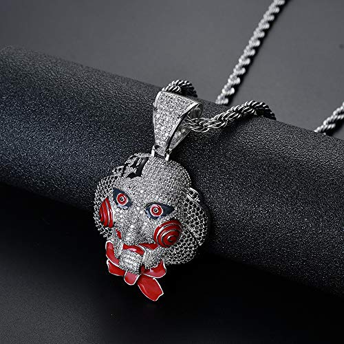 Union Power Men's Necklaces Hip-Hop Pendant, Chainsaw Cry Pendant Necklace Halloween Cosplay (Silver)