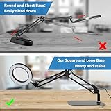 10X Magnifying LED Desk Lamp with Base & Clamp, 3 Color Lighted Magnifier, Adjustable Arm 4.13" Diameter Glass Lens for Reading, Hobbies (Black) - Image 7