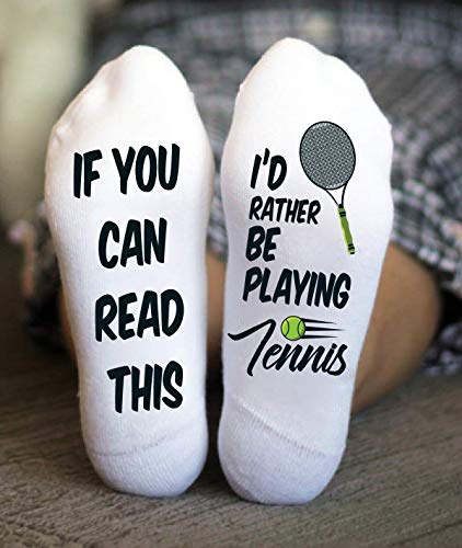 Funky Fun Socks With Sayings: Handcrafted Novelty Delights for All Ages, Versatile Sizing for Sizes 6-14, Exceptional Comfort & Durability, If You Can Read This Collection- I'd Rather be Playing Tenni3