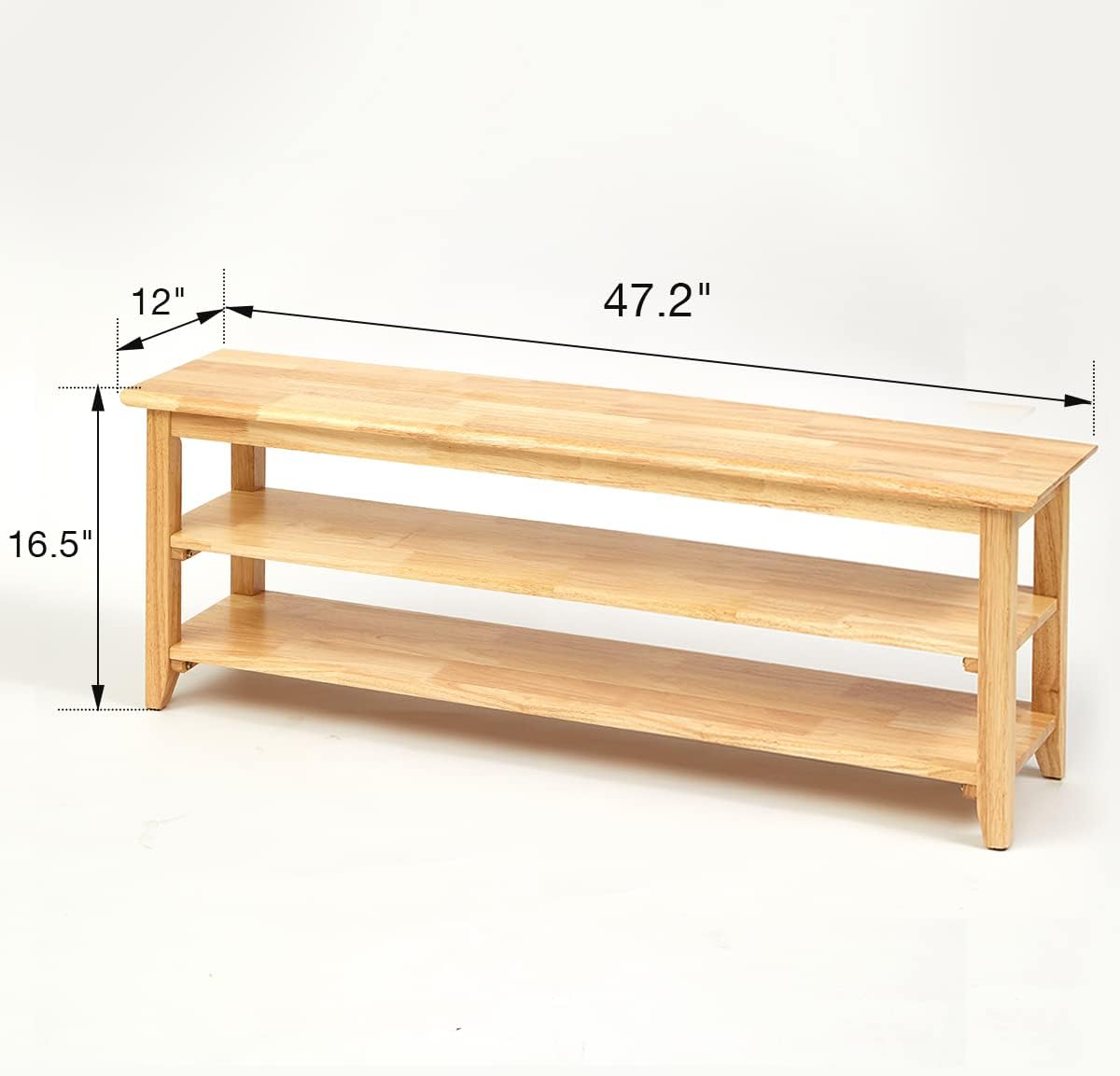 ITSRG Storage Bench Wooden Shoe Bench Rustic Solid Wood Entryway Bench 2-Tier Shoe Rack Holds Up to 550 lb (Natural,47.2")