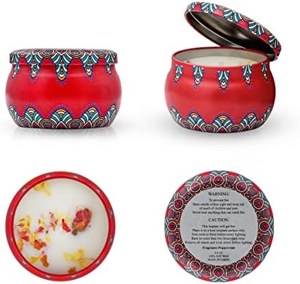 Mardiko Scented Candles for Home Decoration, 100% Cotton Wick Citronella Candle Outdoor for Mother's Day Valentines Day for Wife, Soy Wax Travel Box Long-Lasting Time 110-140Hours, 80g