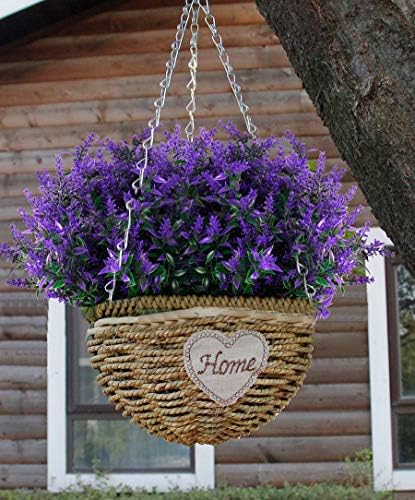 RECUTMS Artificial Greenery Lavender Fake Shrubs Flowers 8 Pcs UV Resistant - 4