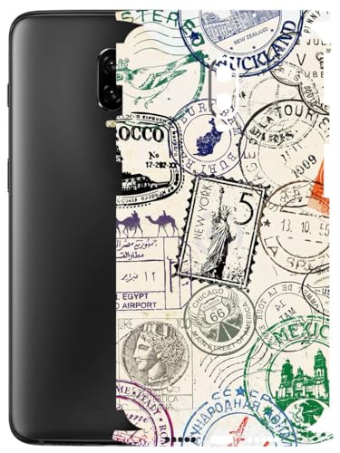 Image of AtOdds - Full Body Back Screen Guard Protector Film - Lamination Wrap Skin Sticker Compatible with ONEPLUS 6T | Scratchproof Matte Finish (Stamps)
