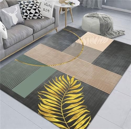 Tapis de passage géométrique moderne jaune et gris pour salon