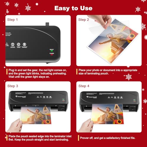 Bonsaii A4 Laminiergerät mit Anti-Stau-Technologie, 80-125 Mikron, 2-Walzen-System, Schnelles und reibungsloses Laminieren, Laminator für Fotos und Dokumente in Schule, Büro und Zuhause L418-C