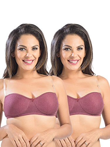 Image of SONARI Ell 18 Womens T-Shirt Bra | Double Layered, Adjustable and Removable Bra Straps, Hook and Eye Closure, Non-Wired, Soft Cotton Spandex Material (Free Transparent Straps)