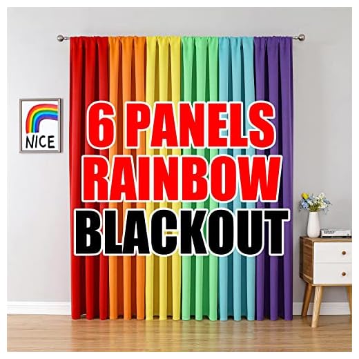 THOOO Rainbow Blackout Curtain Panels 84 Inch