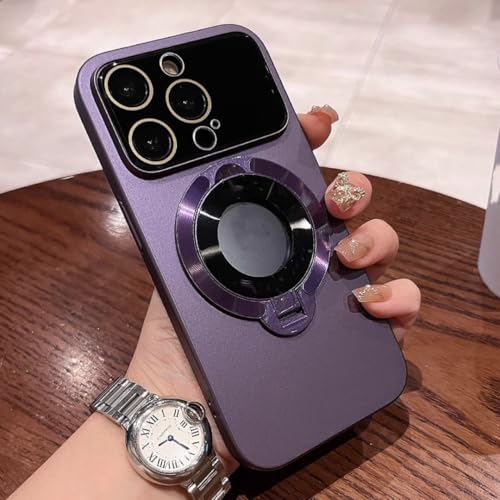 Support pliable et film magnétique rigide d'objectif sur étui violet pour iPhone 13 Pro Max