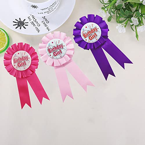 Birthday Girl Ribbon,Pink Satin Fabric Birthday Women Tinplate Badge Pin,Happy Birthday Princess Party Button Pins,Girls Brooches #TOP3