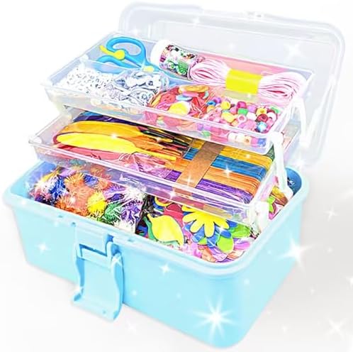 3000Stück Bastelset Kinder DIY Kunsthandwerk Bastelkoffer Bastelbedarf zum basteln Pfeifenreiniger Kulleraugen Perlen Kreativ Scrapbooking Bastelset für Mädchen Jungen 4 5 6 7 8 Ja