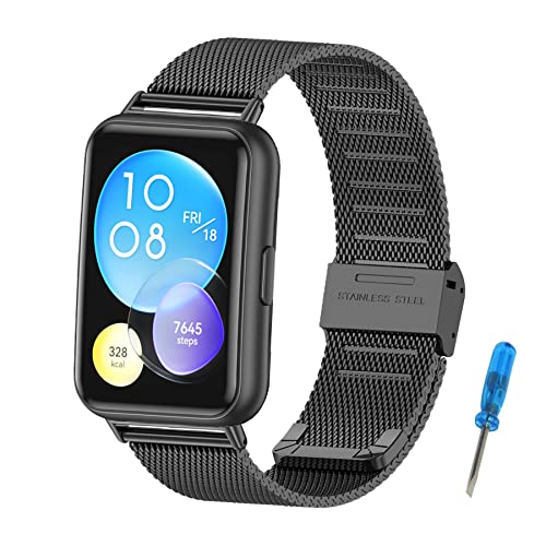 MIJOBS Armband Kompatibel mit Huawei Watch Fit 2/Active/Elegant/Classic Ersatzarmband Metallarmband Edelstahlarmband Smartwatch Zubehör für Huawei Watch Fit2