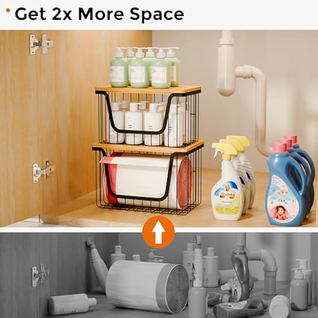 2 Pack Extra Large Trash Bag Dispenser & Holder, Stackable, Wall-Mount Garbage Bag Organizer, for Under Sink, Kitchen, Laundry Room Organization and Storage