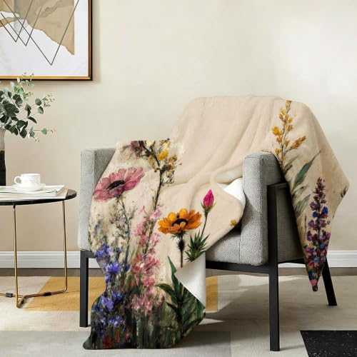 Couverture flanelle fleurs 3D 150x200 cm douce lavable