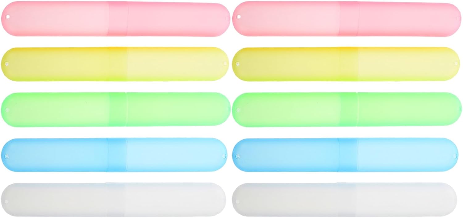 SHINEOFI 10pcs Travel Toothbrush Cases with Nonslip Base Portable Toothbrush Holder for Bathroom Compact Organizer for Travel Camping Home School Business Use