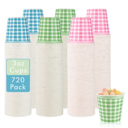 LITOPAK 3 oz Paper Cups, Colorful Disposable Mouthwash Cups, Pack of 720