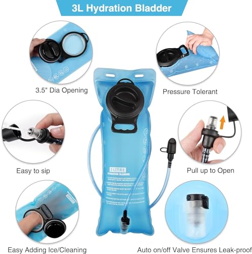 NOOLA Insulated 3L Hydration Backpack for Hiking 15L Lightweight Running Water Backpack Hydration Pack for Men Women Hydro Daypack Bag with TPU Water Bladder for Biking Climbing Cycling, Navy Blue