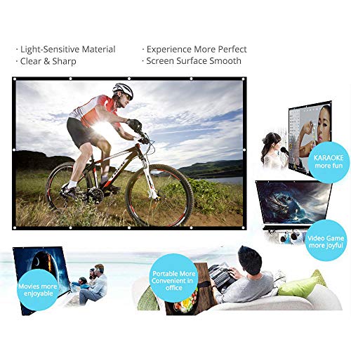 Tela de projeção Docooler 60/70/80/100/120/150 polegadas, tela de projeção HD portátil 16:9, dobráve