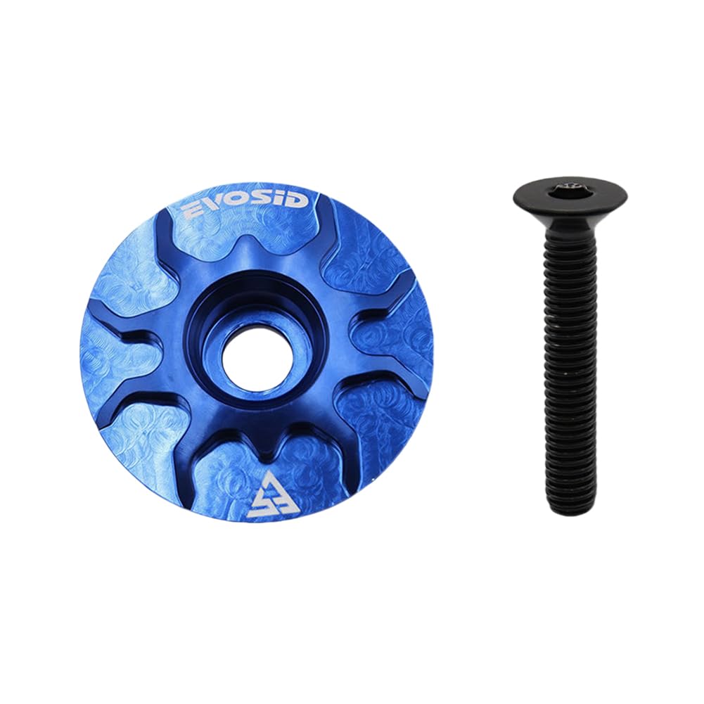 CRGANGZY Headset with Screw MTB Road Bike Stem Headset Top Cover (Blue)