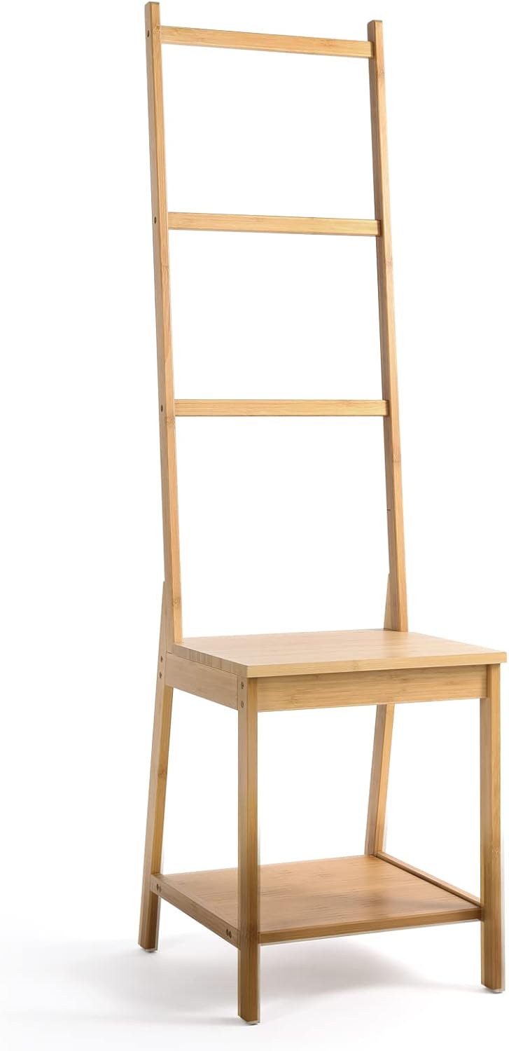 HYNAWIN Bamboo Bath Towel Rack, Multifunctional Bathroom