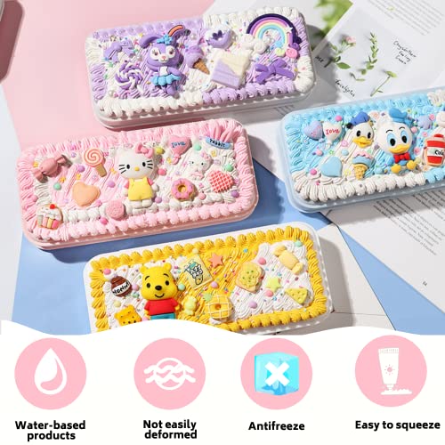 Astryas Simulation Fake Whipped Cream Glue, 2Pcs Decoden Cream Clay Glue Silicone Cream Adhesive Ket With 2 Plastic Decorating Mouth, Charm Craft Resin Decoration For Phone Case Making Diy Craft #TOP1