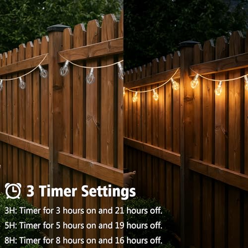 ZAIYW 10M Solar Hemp Rope String Lights Outdoor with Remote Timer, Solar String Lights with 20 S17 Shatterproof Bulbs, Waterproof Festoon Lights for Patio Party Garden Yard Decor (Warm White) - Image 6