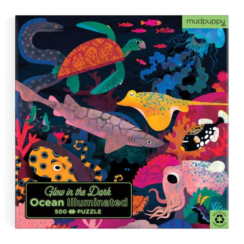 Mudpuppy Puzzle Ocean Iluminado en la Oscuridad 500 Piezas para Niños y Familias, Rompecabezas con Tema Oceánico que Brilla en la Oscuridad miniatura 2