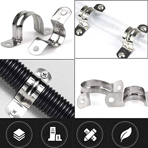 30 Pack M40 (1-1/2\") Stainless Steel Rigid Pipe Strap, Heavy Duty Pipe Fasten Holder, with 2 Holes Cable U Bracket Clamp Hanger (1.57\") - Thumbnail 3