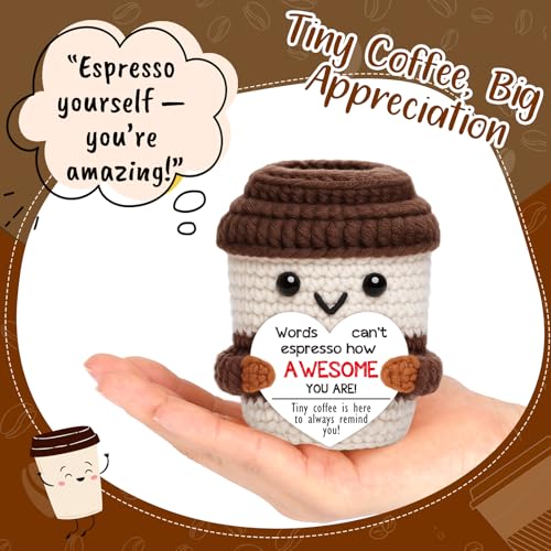 Birthday Gift for Women Christmas Positive Crochet Coffee Cup Cheer Up Gift - Image 2