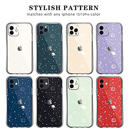 Nititop Compatible For Iphone 12 / Iphone 12 Pro Case,Clear Cute With Beautiful Star Moon Outer Space Planet Patterns For Girls Women, Soft Tpu Anti-Scratch For Iphone 12/12 Pro -White Galaxy #TOP2