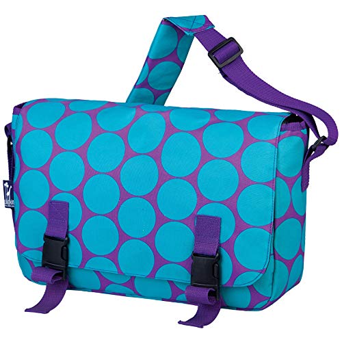 Wildkin Kids Messenger Bag for Boys and Girls, Perfect Size for Packing Items for School or Travel, 600 Denier Polyester Fabric, Messenger Bags Measures 15 X 10 Inches, BPA-Free (Big Dot Aqua)